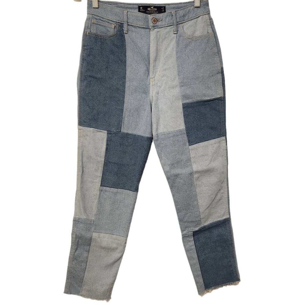 Hollister Patchwork Ultra‎ High-Rise Mom Jeans Boho Vintage Stretch 5R  27x27